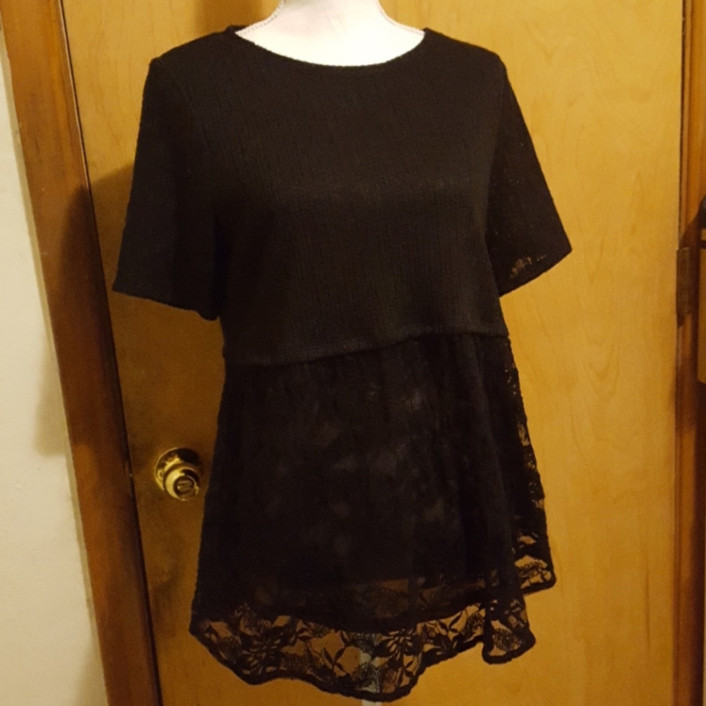 Knitted Black Lace Shirt
